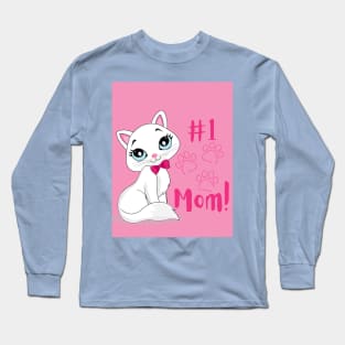 #1 cat mom pink Long Sleeve T-Shirt